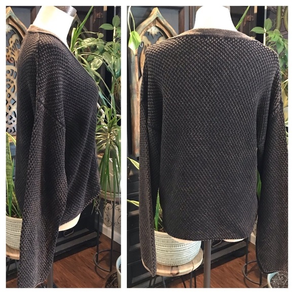 Very J acid wash thermal Waffle Knit slouchy top - Picture 7 of 8